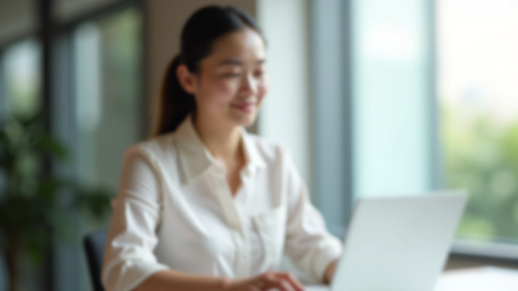 Woman practicing mindful breathing at her desk during work break